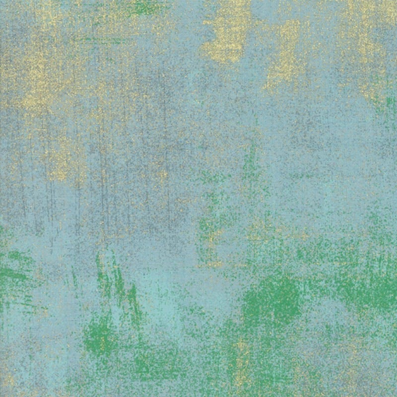 Moda Fabric Moda Fabric Grunge Metallic Aqua  - The Sewing Studio