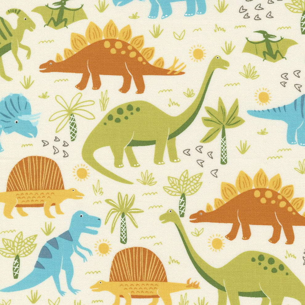 Moda Fabric Moda Fabric Stomp Stomp Roar Dino Stomp Bone 20820 11  - The Sewing Studio