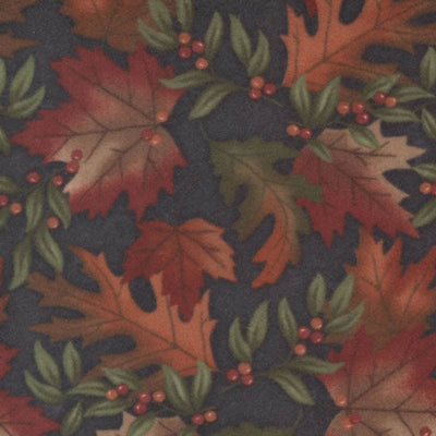 Moda Fall Melody Flannel Fabric Nautre Leaf Black 6901-18F