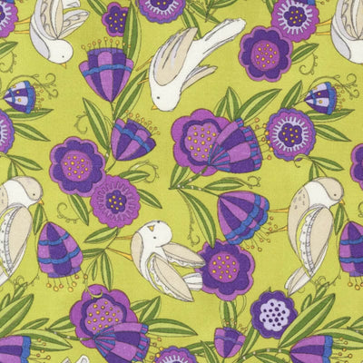 Moda Pansys Posies Fabric Birdies In The Posies Leaf 48722-17