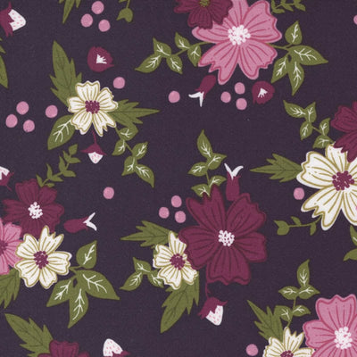 Moda Wild Meadow Fabric Wildberry Blossoms Prune 43130-17