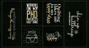 Moda Fabric Panels & Labels Moda Fabric Sew Happy Canvas Panel Black  - The Sewing Studio for sale UK - The Sewing Studio