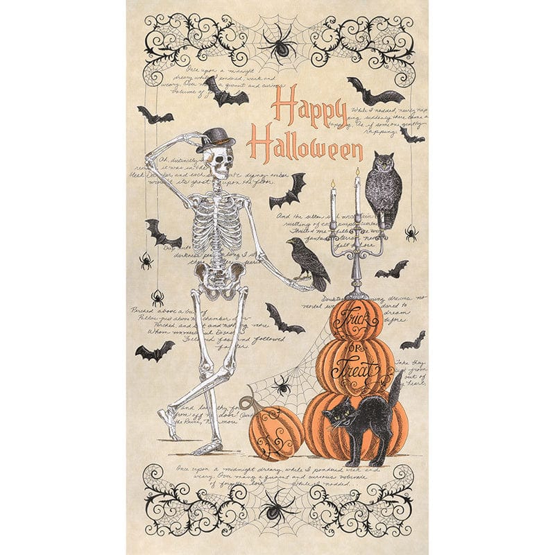 Moda Fabric Panels & Labels Moda Ghostly Greetings Panel 23X44 Inch Parchment 56040-11  - The Sewing Studio