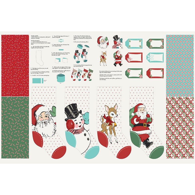 Moda Fabric Panels & Labels Moda Holly Jolly Stocking Panel Santa 31187-11  - The Sewing Studio