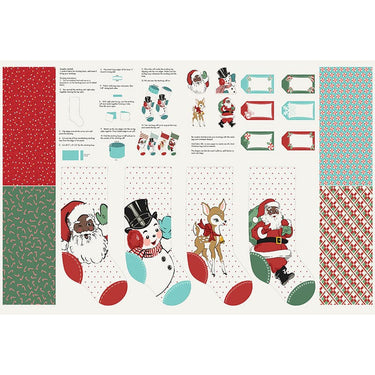 Moda Fabric Panels & Labels Moda Holly Jolly Stocking Panel Santa 31187-21  - The Sewing Studio for sale UK - The Sewing Studio