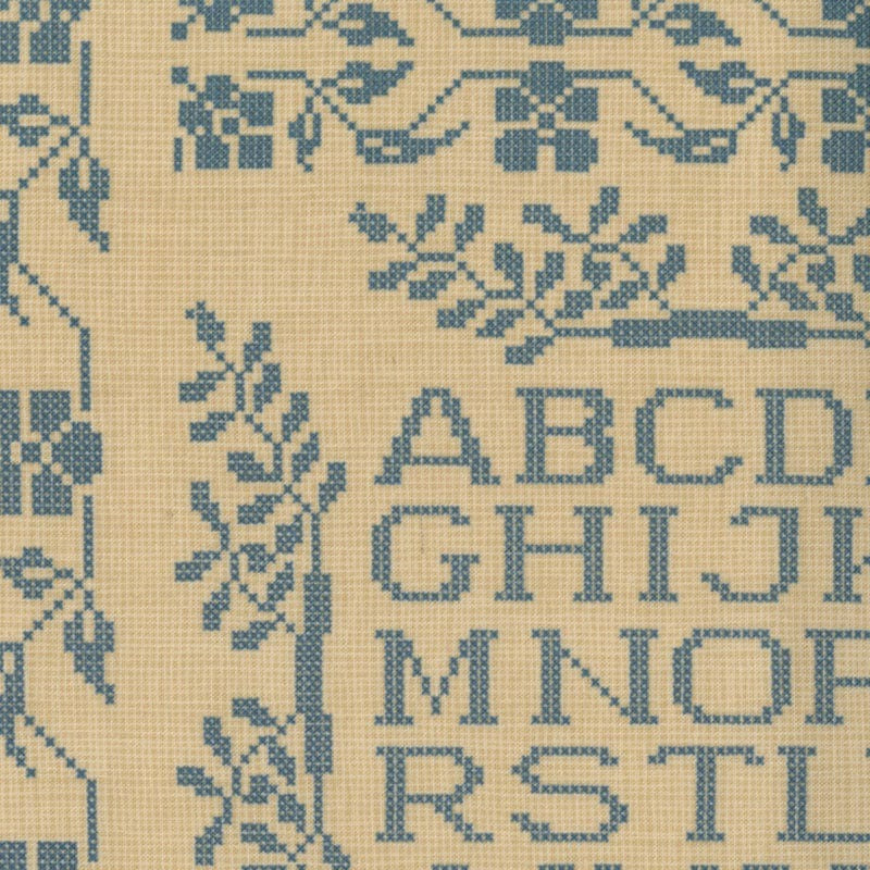 Moda Fabric Panels & Labels Moda Threads That Bind Fabric At Waters Edge Sampler Panel Parchment Indigo 28002-21  - The Sewing Studio