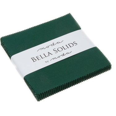 Moda Fabric Pre Cuts Moda Fabric Bella Solids Charm Christmas Green  - The Sewing Studio for sale UK - The Sewing Studio