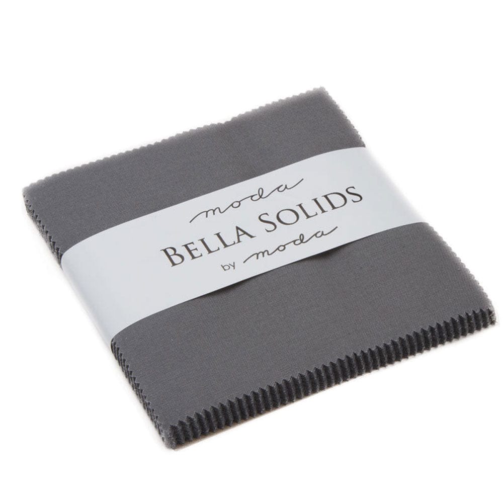 Moda Fabric Pre Cuts Moda Fabric Bella Solids Charm Graphite  - The Sewing Studio