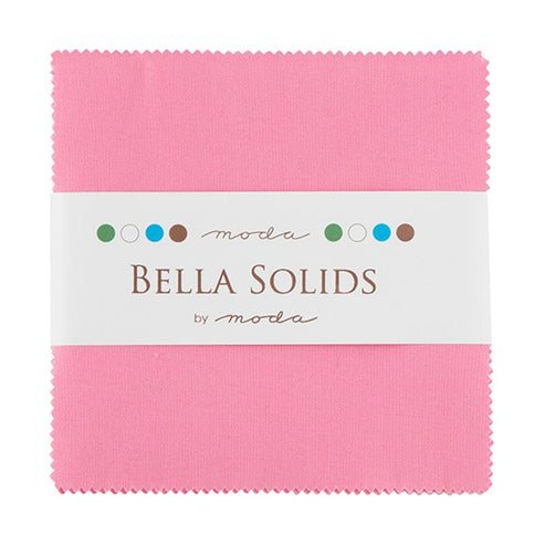 Moda Fabric Pre Cuts Moda Fabric Bella Solids Charm Pack 30s Pink  - The Sewing Studio