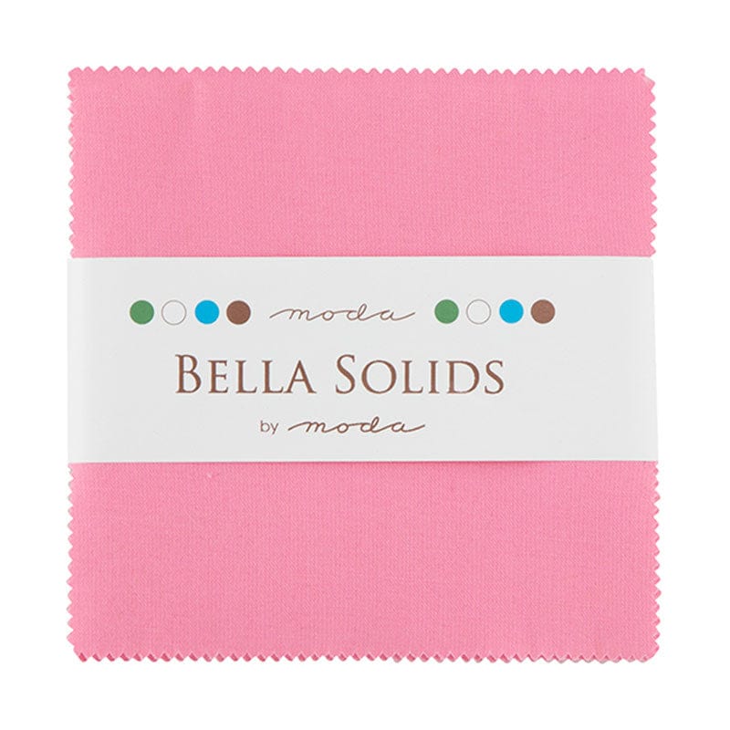 Moda Fabric Pre Cuts Moda Fabric Bella Solids Charm Pack 30s Pink  - The Sewing Studio