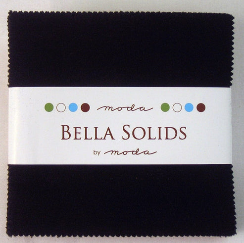 Moda Fabric Pre Cuts Moda Fabric Bella Solids Charm Pack Black  - The Sewing Studio