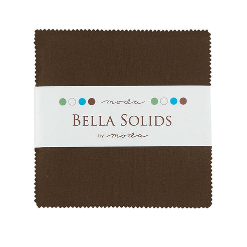 Moda Fabric Pre Cuts Moda Fabric Bella Solids Charm Pack Brown  - The Sewing Studio