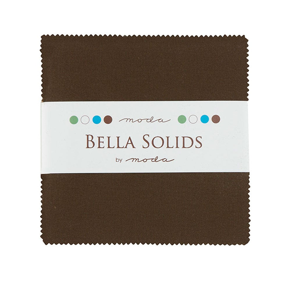 Moda Fabric Pre Cuts Moda Fabric Bella Solids Charm Pack Brown  - The Sewing Studio