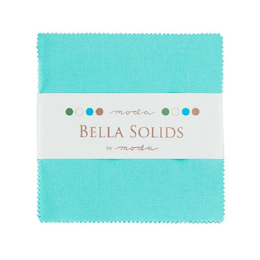 Moda Fabric Pre Cuts Moda Fabric Bella Solids Charm Pack Duck Egg Blue  - The Sewing Studio for sale UK - The Sewing Studio