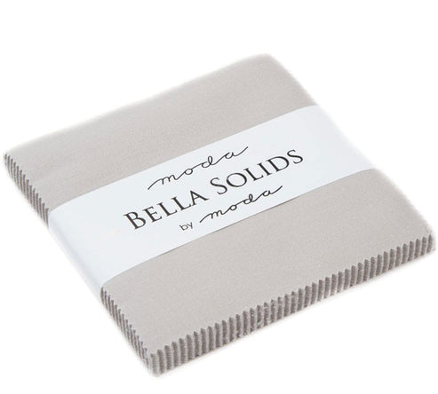 Moda Fabric Pre Cuts Moda Fabric Bella Solids Charm Pack Grey  - The Sewing Studio