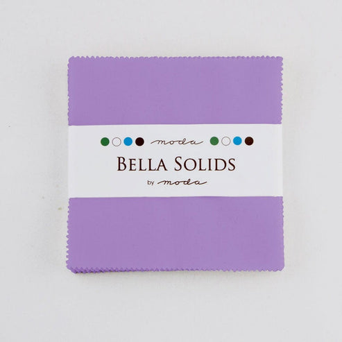 Moda Fabric Pre Cuts Moda Fabric Bella Solids Charm Pack Hyacinth  - The Sewing Studio