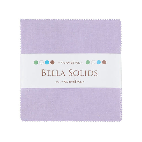 Moda Fabric Pre Cuts Moda Fabric Bella Solids Charm Pack Lilac  - The Sewing Studio