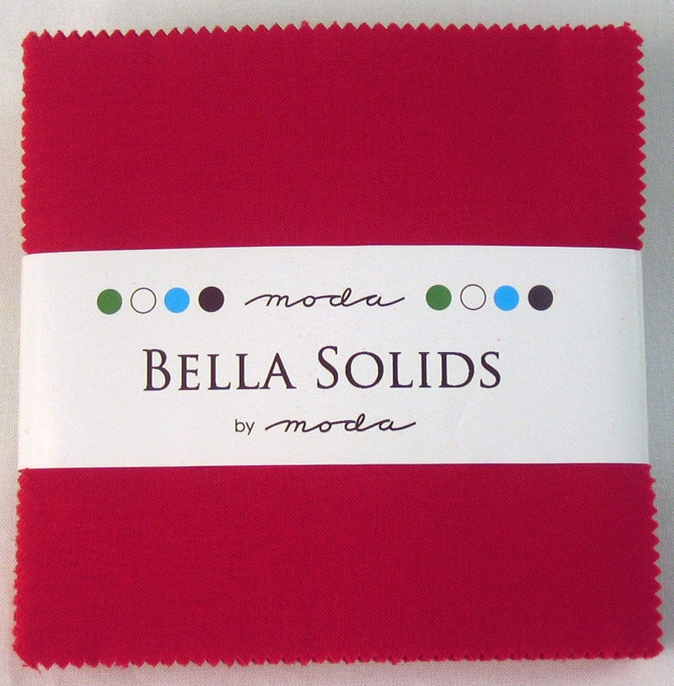 Moda Fabric Pre Cuts Moda Fabric Bella Solids Charm Pack Red  - The Sewing Studio