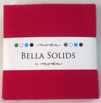 Moda Fabric Pre Cuts Moda Fabric Bella Solids Charm Pack Red  - The Sewing Studio