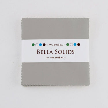 Moda Fabric Pre Cuts Moda Fabric Bella Solids Charm Pack Silver  - The Sewing Studio for sale UK - The Sewing Studio