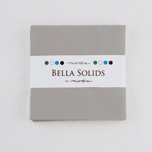 Moda Fabric Pre Cuts Moda Fabric Bella Solids Charm Pack Silver  - The Sewing Studio