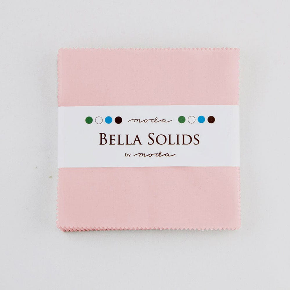 Moda Fabric Pre Cuts Moda Fabric Bella Solids Charm Pack Sisters Pink  - The Sewing Studio