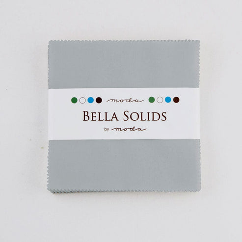 Moda Fabric Pre Cuts Moda Fabric Bella Solids Charm Pack Steel  - The Sewing Studio