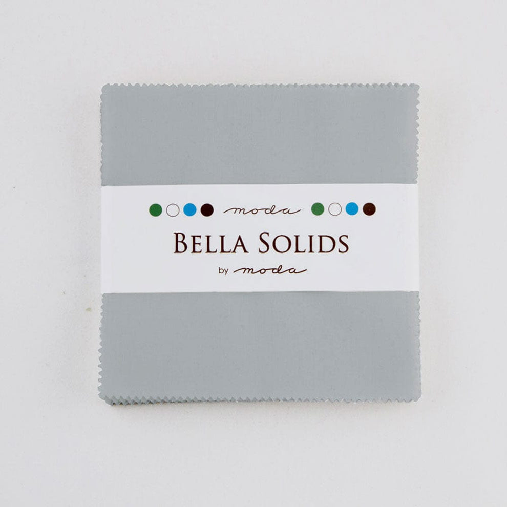 Moda Fabric Pre Cuts Moda Fabric Bella Solids Charm Pack Steel  - The Sewing Studio