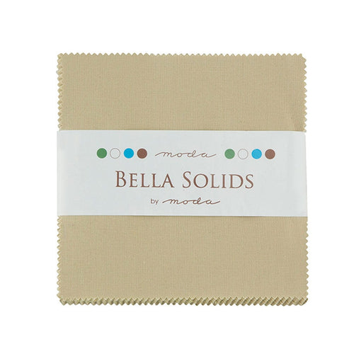 Moda Fabric Pre Cuts Moda Fabric Bella Solids Charm Pack Tan  - The Sewing Studio