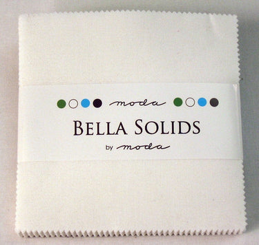 Moda Fabric Pre Cuts Moda Fabric Bella Solids Charm Pack White  - The Sewing Studio for sale UK - The Sewing Studio