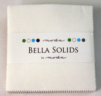 Moda Fabric Pre Cuts Moda Fabric Bella Solids Charm Pack White  - The Sewing Studio