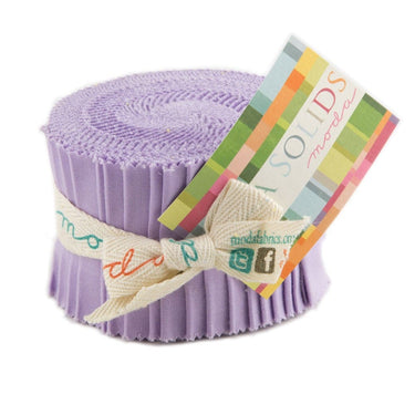 Moda Fabric Pre Cuts Moda Fabric Bella Solids Junior Jelly Roll Lilac  - The Sewing Studio for sale UK - The Sewing Studio