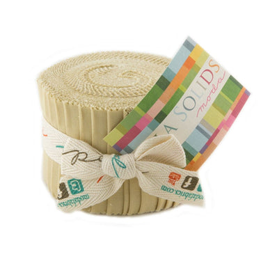 Moda Fabric Pre Cuts Moda Fabric Bella Solids Junior Jelly Roll Parchment  - The Sewing Studio for sale UK - The Sewing Studio