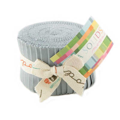 Moda Fabric Bella Solids Junior Jelly Roll Silver