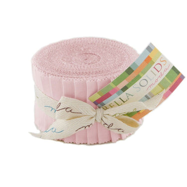 Moda Fabric Pre Cuts Moda Fabric Bella Solids Junior Jelly Roll Sisters Pink  - The Sewing Studio for sale UK - The Sewing Studio