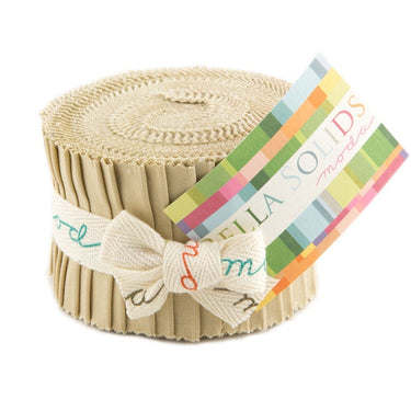 Moda Fabric Pre Cuts Moda Fabric Bella Solids Junior Jelly Roll Tan  - The Sewing Studio for sale UK - The Sewing Studio