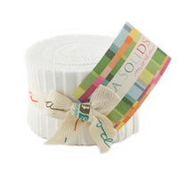 Moda Fabric Pre Cuts Moda Fabric Bella Solids Junior Jelly Roll White  - The Sewing Studio