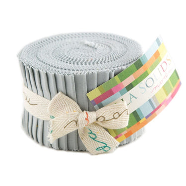 Moda Fabric Pre Cuts Moda Fabric Bella Solids Junior Jelly Roll Zen Grey  - The Sewing Studio for sale UK - The Sewing Studio