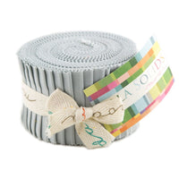 Moda Fabric Pre Cuts Moda Fabric Bella Solids Junior Jelly Roll Zen Grey  - The Sewing Studio