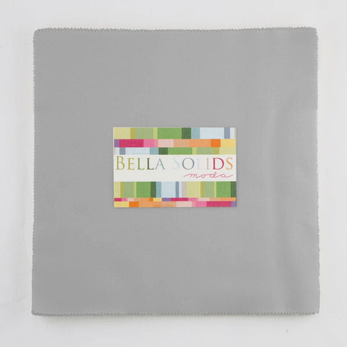 Moda Fabric Pre Cuts Moda Fabric Bella Solids Junior Layer Cake Silver  - The Sewing Studio