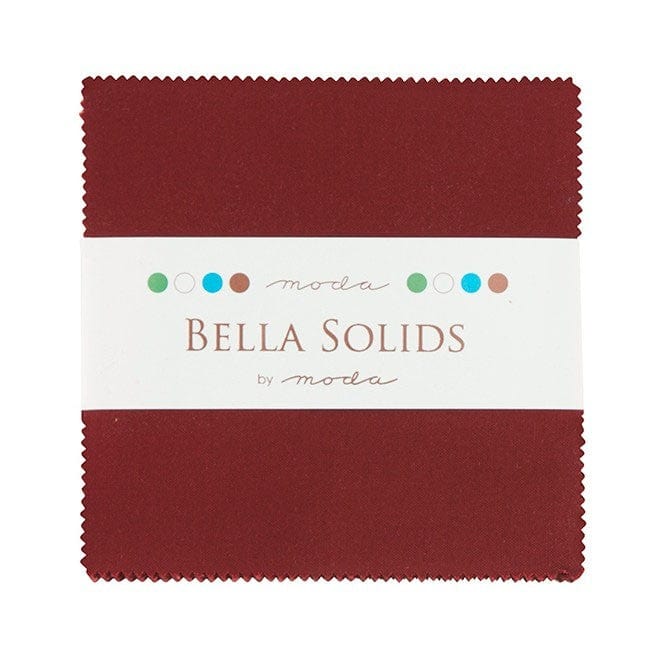 Moda Fabric Pre Cuts Moda Fabric Charm Pack Bella Solids Burgundy  - The Sewing Studio