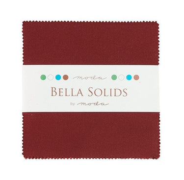 Moda Fabric Pre Cuts Moda Fabric Charm Pack Bella Solids Burgundy  - The Sewing Studio for sale UK - The Sewing Studio