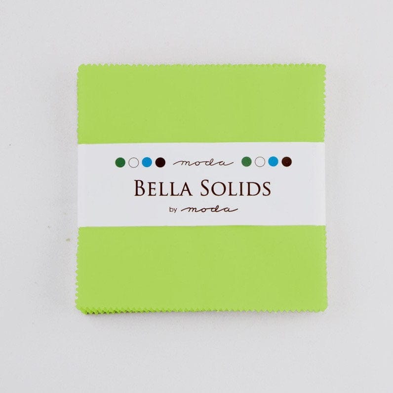 Moda Fabric Pre Cuts Moda Fabric Charm Pack Bella Solids Lime  - The Sewing Studio