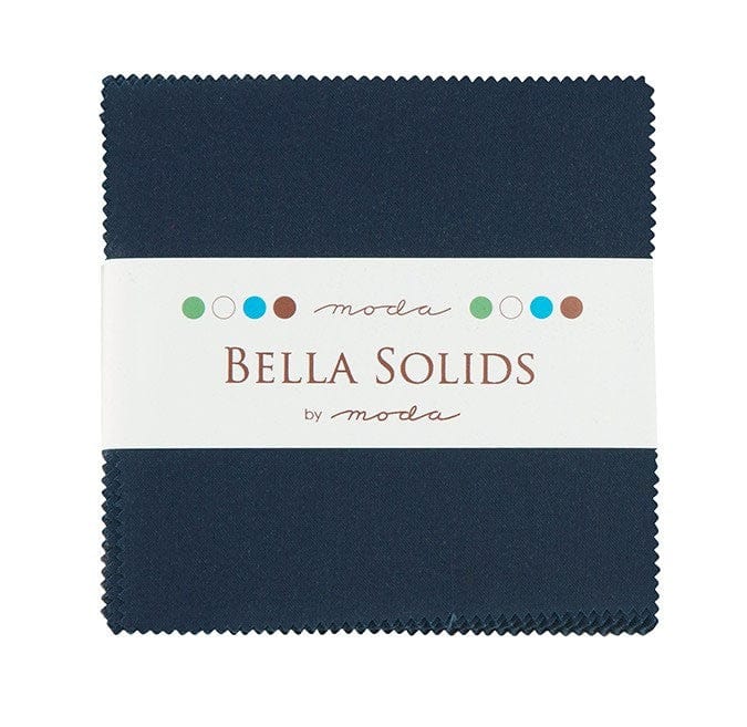 Moda Fabric Pre Cuts Moda Fabric Charm Pack Bella Solids Navy  - The Sewing Studio