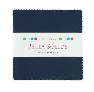 Moda Fabric Pre Cuts Moda Fabric Charm Pack Bella Solids Navy  - The Sewing Studio for sale UK - The Sewing Studio