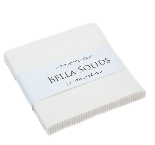 Moda Fabric Pre Cuts Moda Fabric Charm Pack Bella Solids Off White  - The Sewing Studio