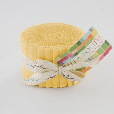 Moda Fabric Pre Cuts Moda Fabric Junior Jelly Roll Bella Solid 30s Yellow  - The Sewing Studio for sale UK - The Sewing Studio