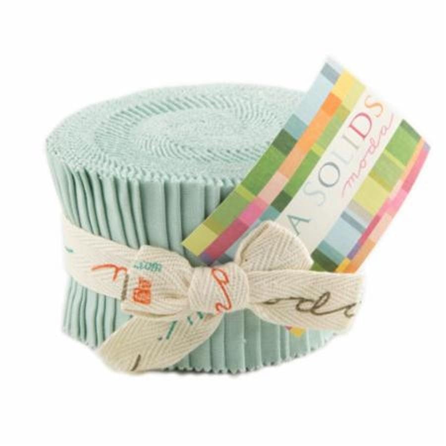 Moda Fabric Pre Cuts Moda Fabric Junior Jelly Roll Bella Solid Home Town Sky  - The Sewing Studio