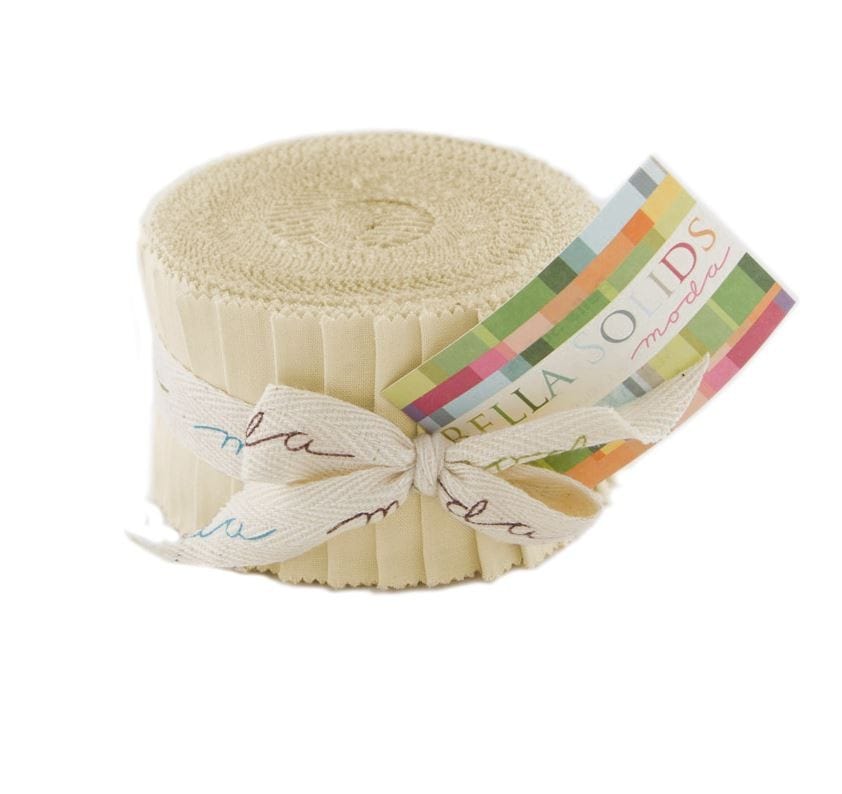 Moda Fabric Pre Cuts Moda Fabric Junior Jelly Roll Bella Solid Natural  - The Sewing Studio