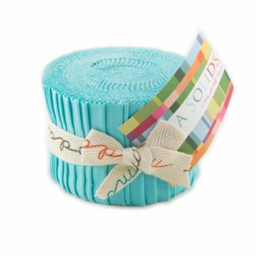 Moda Fabric Pre Cuts Moda Fabric Junior Jelly Roll Bella Solid Robins Egg Blue  - The Sewing Studio